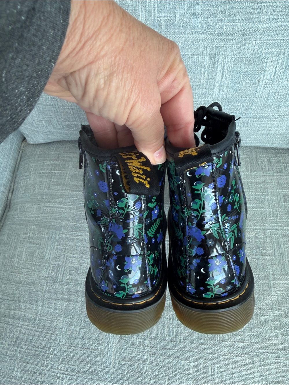 Dr. Martens Junior 1460 Mystic Floral Black Patent Lace Up Boots Girls Size 3 - Picture 6 of 9